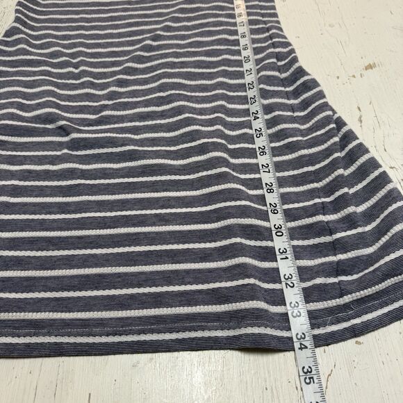 STS Sail To Sable Shift Dress M Short Sleeve Gray White Stripe Border - Picture 7 of 9